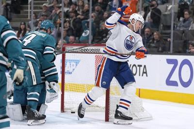 Zach Hyman keys fast start as the Edmonton Oilers beat the San Jose Sharks 5-0