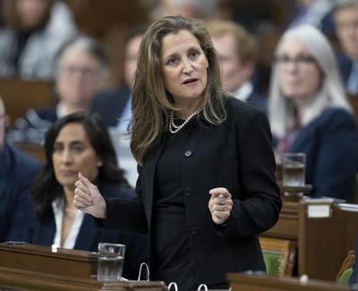 Freeland's mini-budget forecasts first surplus on the horizon, but warns of recession