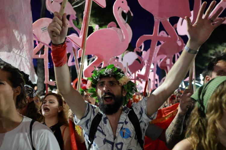 Albanians take to the streets in protest for the 35th night in a row