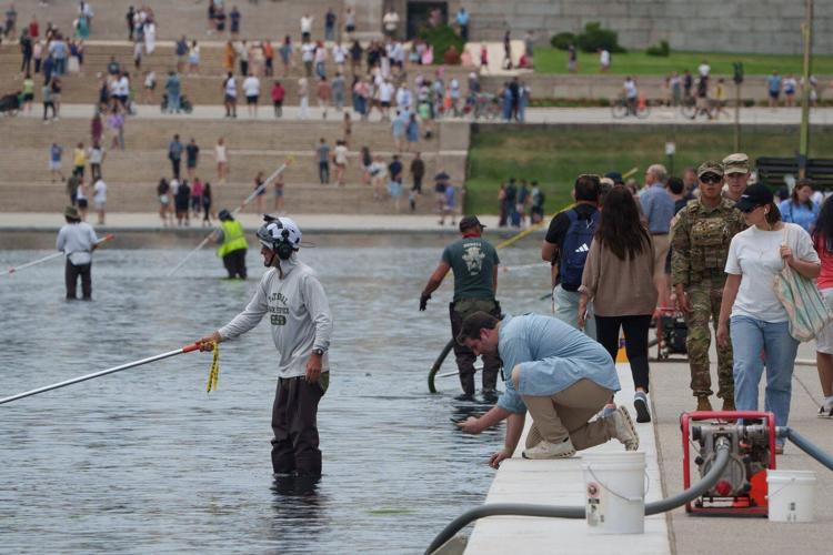 Patrols and nanobubbles continue at the Reflecting Pool as Trump looks for a renovation do-over