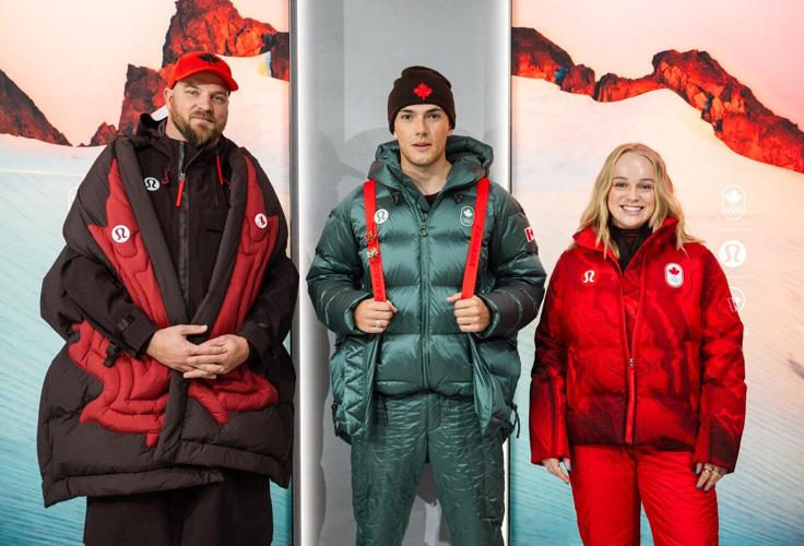 Lululemon aims for dramatic Team Canada Olympic showing with deep reds, giant leaves and arctic inspo