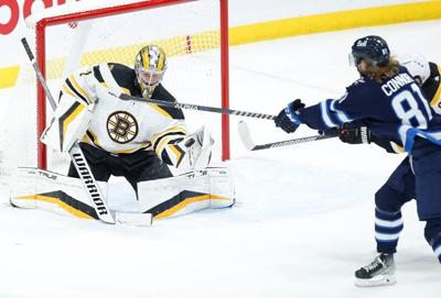 Swayman stops 36 shots for third shutout of season as Bruins defeat Jets 3-0