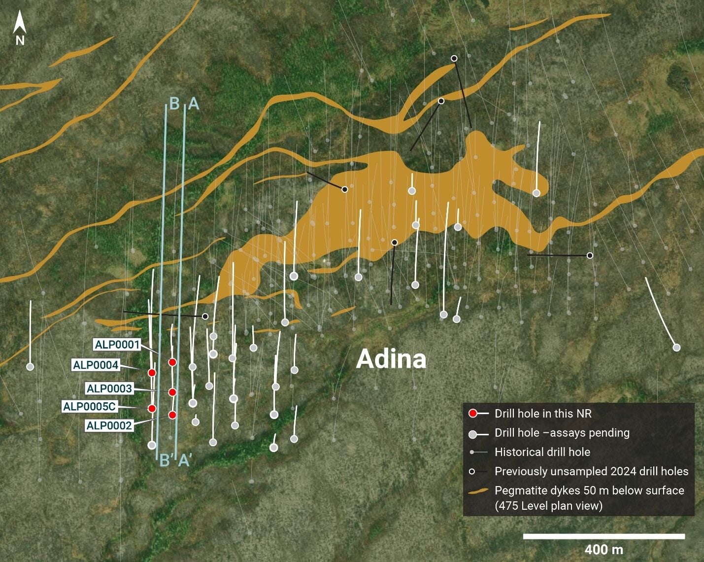 Geologic Map Quebec Li-FT Announces First Results from Summer Drill Program at the Adina ...