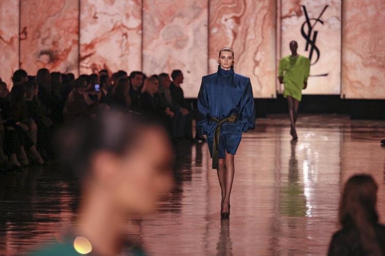 Capping the Paris fashion season, Saint Laurent touts the art of powerful shoulders
