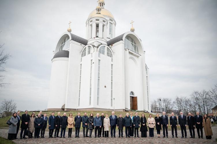 European diplomats steer attention to Ukraine with visit on Russian atrocities anniversary