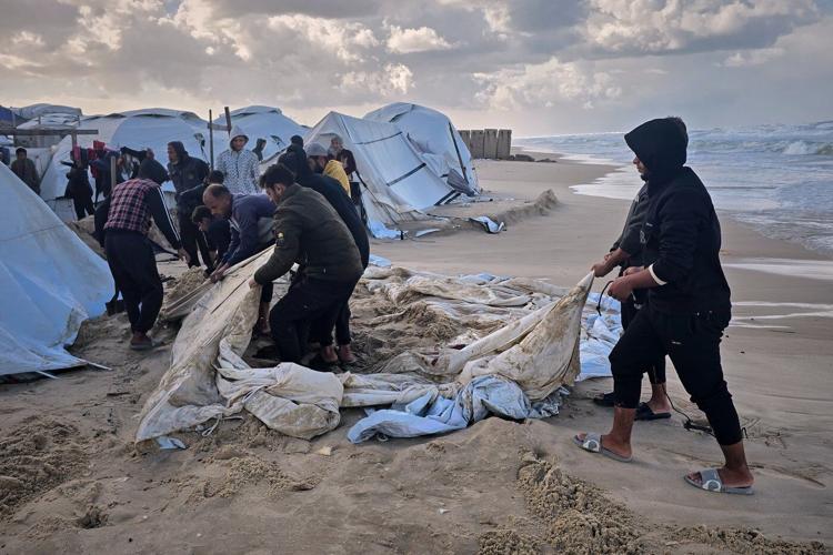 Winter rain floods Gaza camps as Netanyahu heads for US meeting