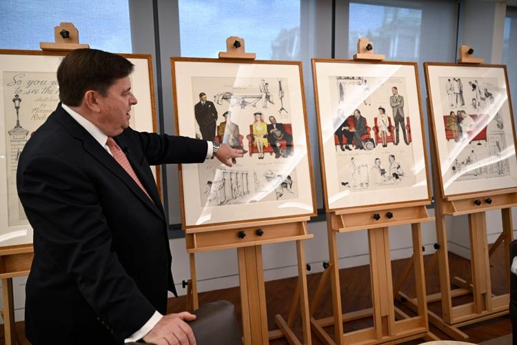 Norman Rockwell people-watched in the West Wing lobby. Now those sketches are on public display