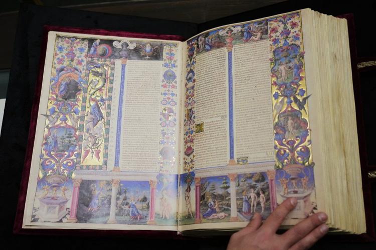 One of the most spectacular Renaissance illuminated manuscripts, a bible, on rare display in Rome