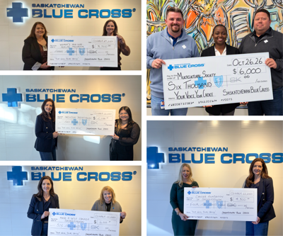 $20,000 donated by Saskatchewan Blue Cross to six local organizations