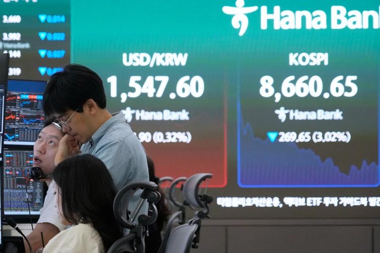 Asian shares plunge as traders sell to lock in profits after recent rallies driven by AI