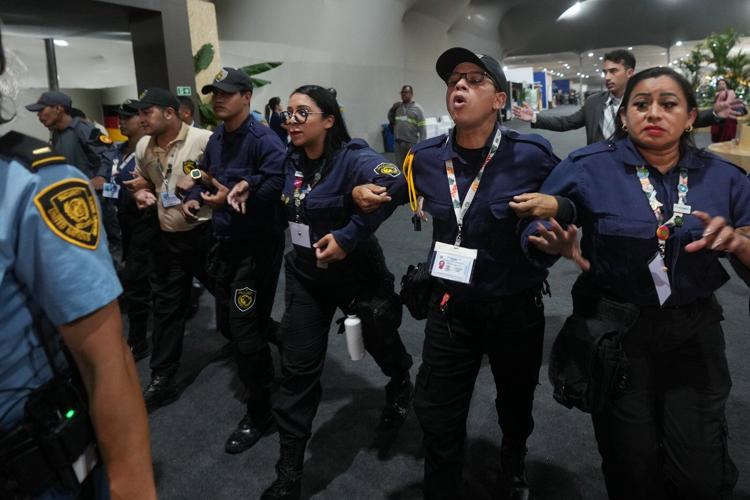 Fire prompts evacuations at UN climate talks in Brazil, but officials say no one hurt
