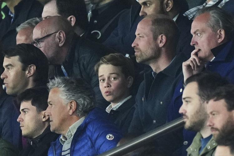 Royal hugs as Prince William watches his beloved Aston Villa play in Paris