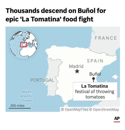 The epic La Tomatina food fight draws thousands to a small Spanish town