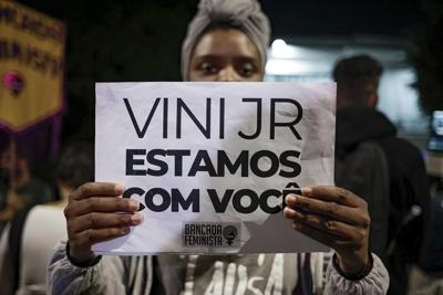 Brazilians protest outside Spanish consulate after Vinicius Júnior's racism row