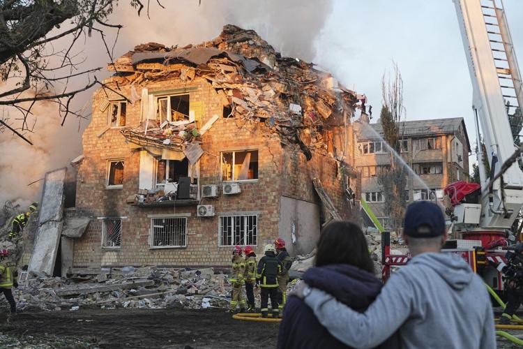 Photos show recent Russian drone and missile attack on Kyiv
