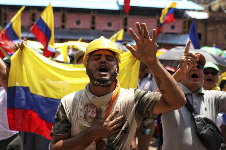 Colombia's labor unions participate in 48-hour strike in support of president's labor referendum