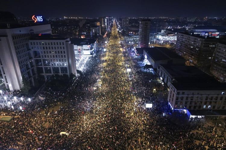 Serbian students blockade a Danube bridge overnight as anti-graft movement grows