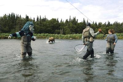 Seattle NHL team's mascot has a close encounter with a brown bear during video shoot in Alaska
