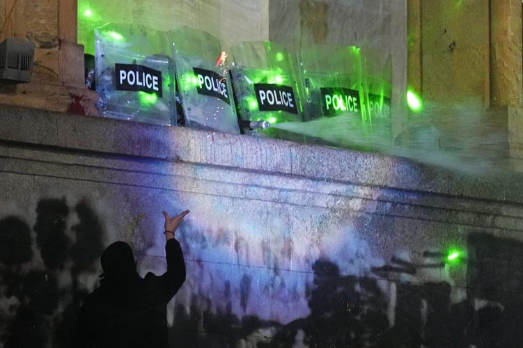 Demonstrators in Georgia again converge on parliament after the country's EU bid was suspended