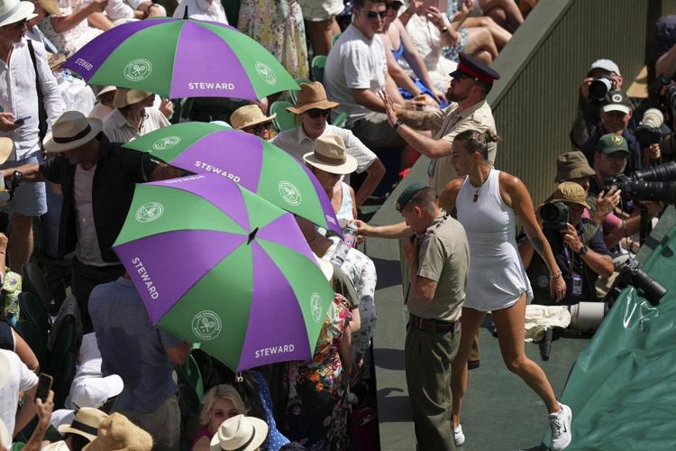 Heat returns to Wimbledon as Aryna Sabalenka offers water and ice pack to fans at Centre Court