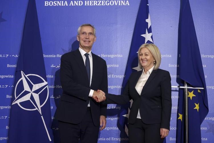 NATO chief commits to Bosnia's territorial integrity and condemns 'malign' Russian influence
