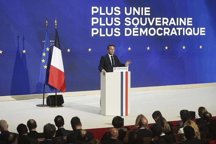French president outlined his vision for Europe as an assertive global power amid war in Ukraine