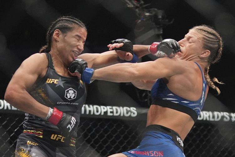 Harrison, Dvalishvili celebrate as 135-pound champions at UFC 316 with President Trump looking on