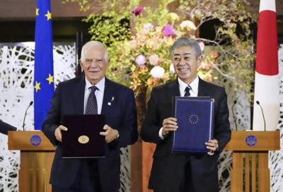 Japan and EU announce a security and defense partnership as regional tensions rise