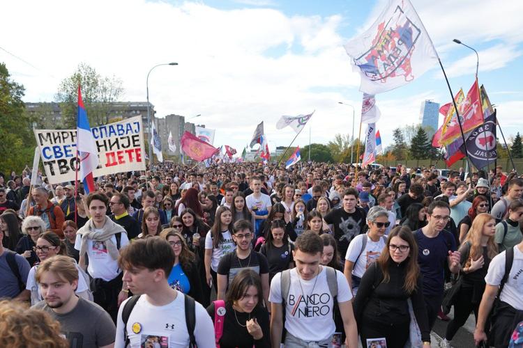 Serbia youth lead thousands on march for weekend rally marking deadly canopy collapse last year