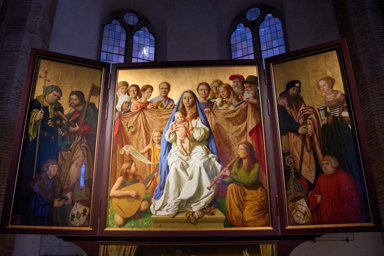 Church altar featuring homeless man goes on display a stone's throw from his grave at the Vatican