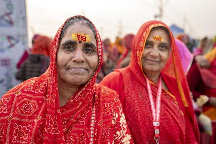 Sacred strokes of color on foreheads are a major display of Hinduism at India’s Maha Kumbh festival