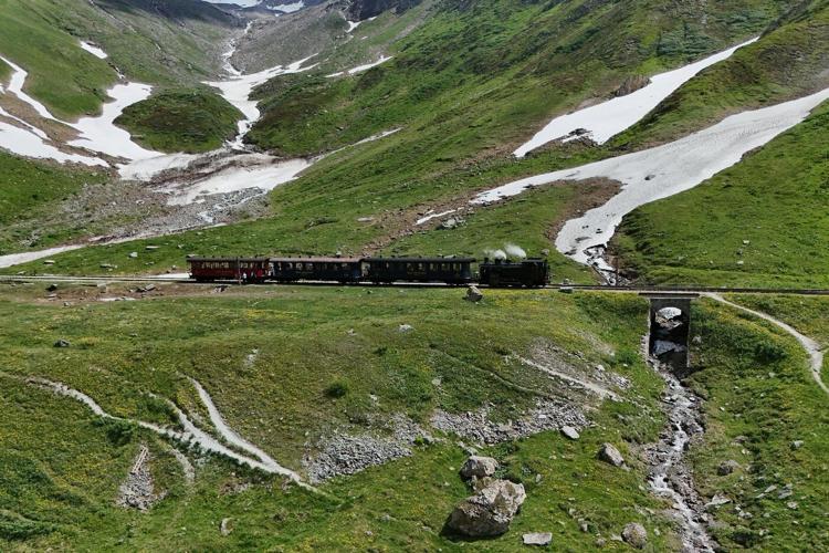 Steam railway that travels through the Swiss Alps celebrates its 100th anniversary