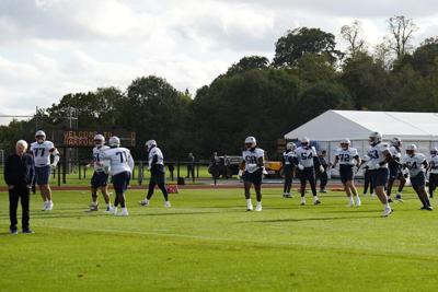 Patriots practice on Winston Churchill's old stomping grounds in London