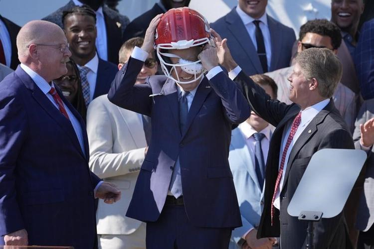 Biden hosts the Super Bowl champion Kansas City Chiefs and breaks unofficial rule about headwear