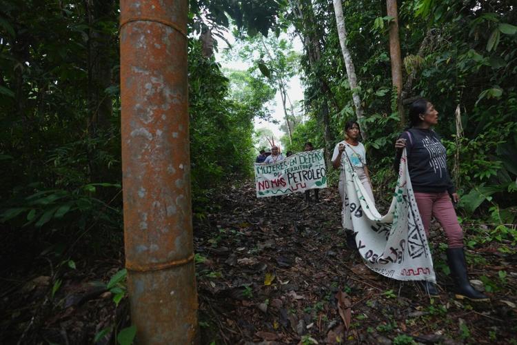 Indigenous women tour Ecuador oil field as warning against Amazon drilling expansion