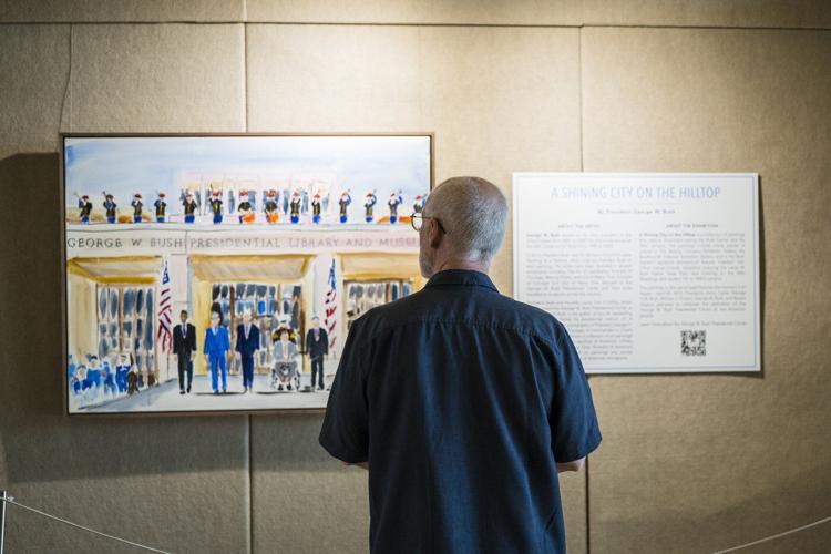 Former President George W. Bush draws inspiration close to his Dallas home in his latest paintings