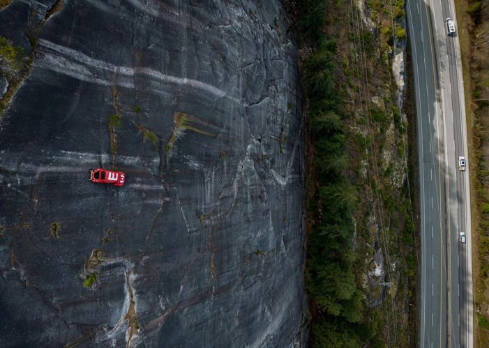 Volkswagen Beetle shell dismantled, removed from B.C. rock face by helicopter