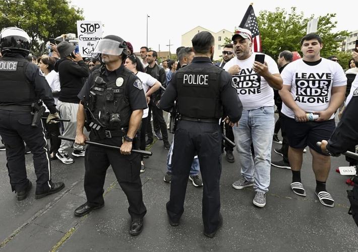 Protesters brawl as Southern California school district decides whether to recognize Pride Month