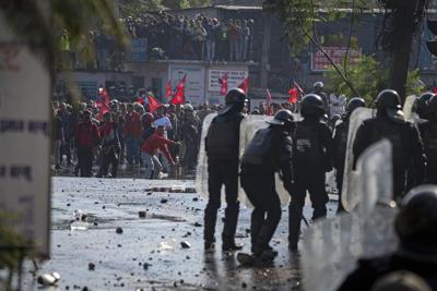 Tens of thousands of protesters demanding a restoration of Nepal's monarchy clash with police
