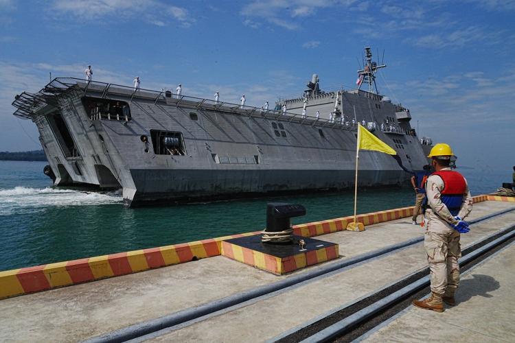A US warship is making a friendship visit to a Cambodian naval base upgraded with China's help