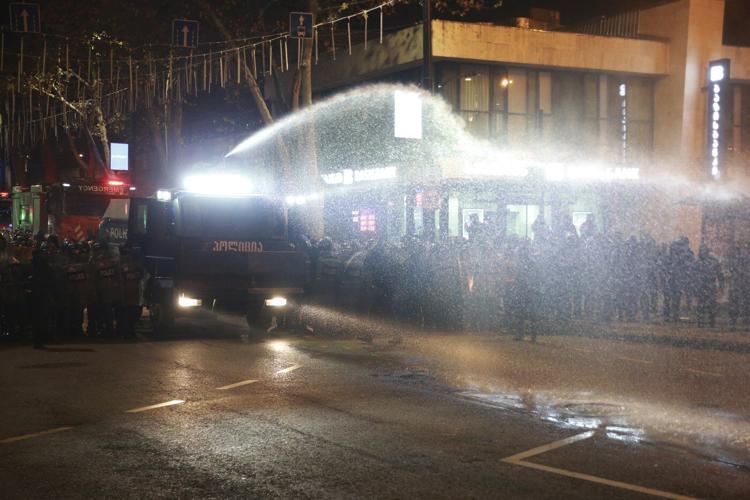 Demonstrators in Georgia again converge on parliament after the country's EU bid was suspended