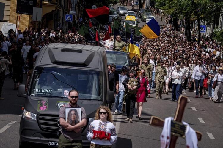 Nearly 1,000 people honor a young Ukrainian journalist and volunteer combat medic killed in action