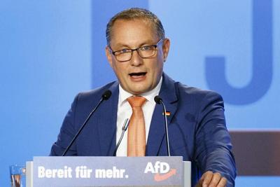 A German far-right party leader has been taken to a hospital from an election rally