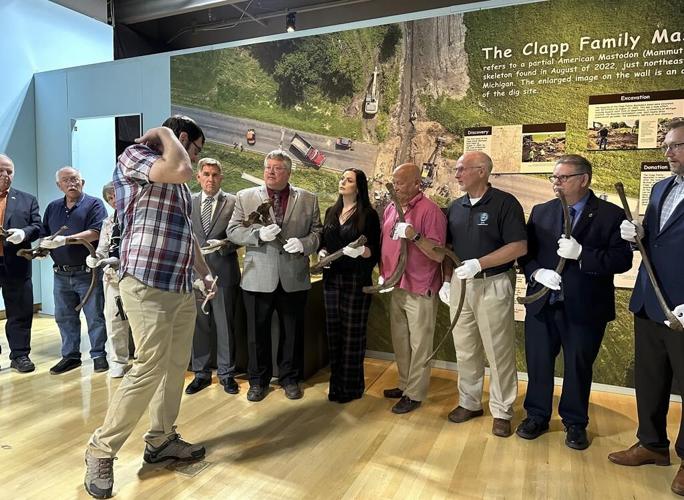 Mastodon bones unearthed by Michigan work crew go on display in museum