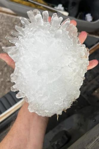 A hail stone the size of a pineapple was found in Texas. It likely sets a state record