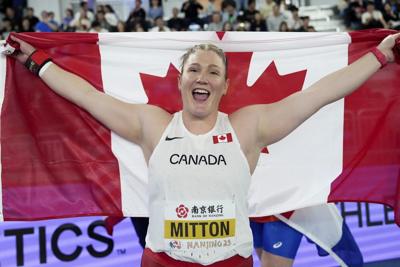 Canada's Mitton wins shot put gold at world indoor track and field championships
