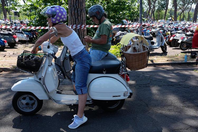 Thousands of Vespas swarm Rome’s historic center to mark iconic scooter’s 80th anniversary