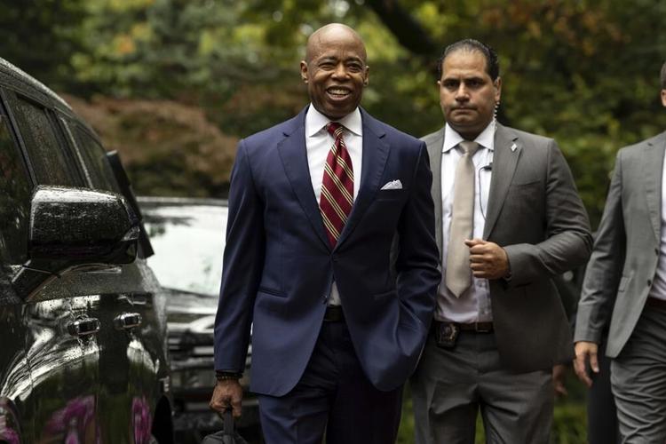 New York City Mayor Eric Adams arrives at court in illegal-contributions case