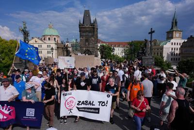 Thousands of Czechs rally against a government plan to overhaul the funding of public broadcasters