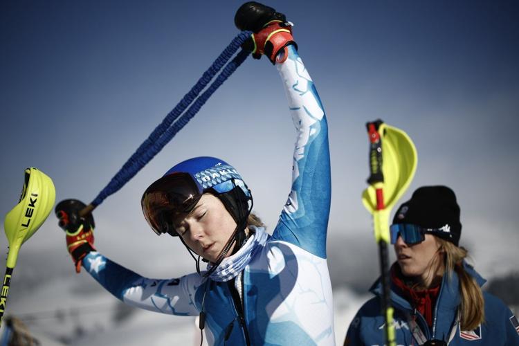 Swiss skier Camille Rast wins the women's slalom at the Alpine skiing world championships